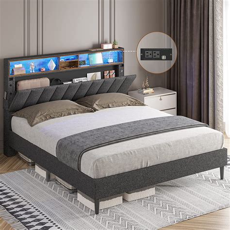 queen bed frame with storage and usb ports
